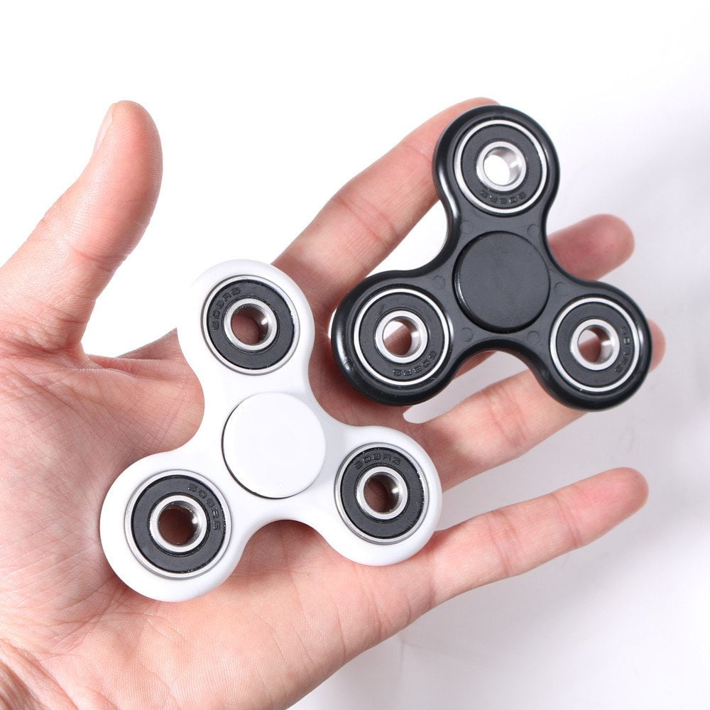 White Black Tri Spinner Fidget Toy Plastic EDC Hand Spinner For Autism and