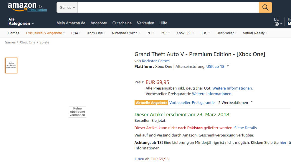 Versão GTA V Premium Edition é listada pela Amazon