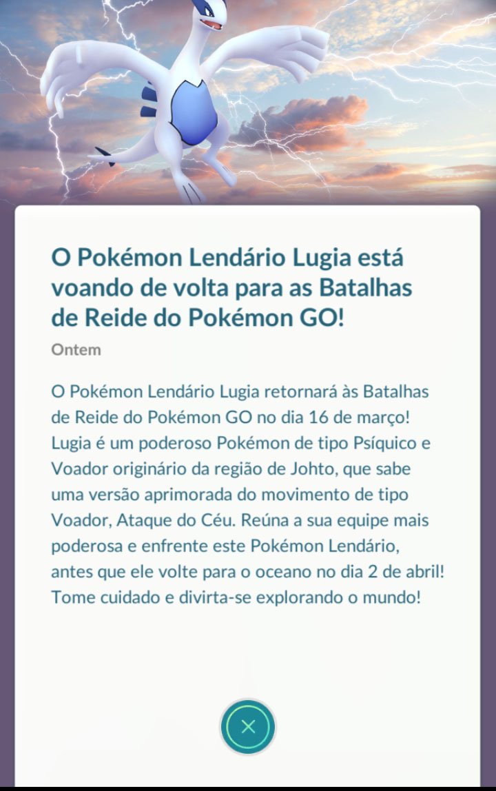Lugia Shiny já pode ser capturado em Pokémon GO