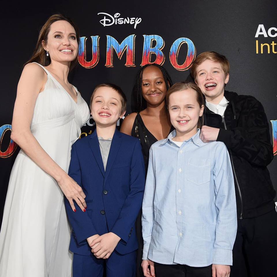 Angelina Jolie e seus filhos roubam a cena na première de Dumbo
