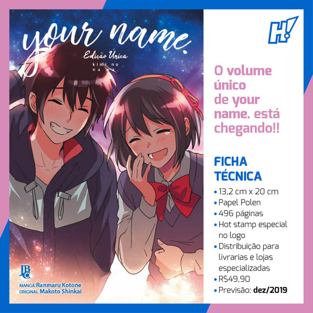 Editora JBC lançará edição única do mangá Your Name