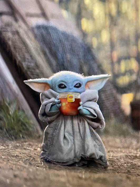 Baby Yoda tomando sopa vira o novo meme da internet