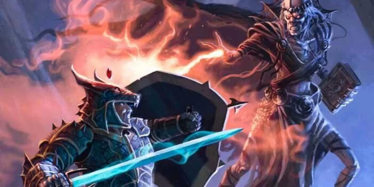 A imagem mostra o personagem Kas em um embate contra o vilão Vecna, de Dungeons & Dragons